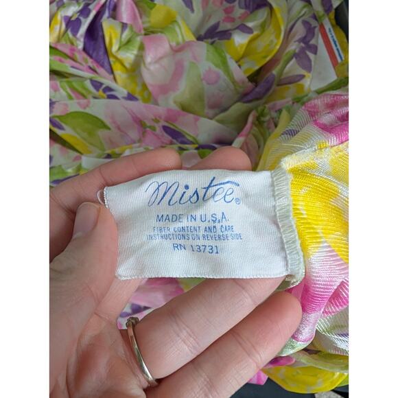 Vintage Mistee sheer nylon long oversized floral nightie nightgown - Picture 7 of 8